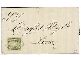 798 PERU. Sc.14. 1867. ASCOPE A LIMA. <B>1 Dinero</B> Verde, Mat. Ovalado<B> RECEPTORIA/DE ASCOPE.</B> MAGNÍFICA Y RARA. - Autres & Non Classés