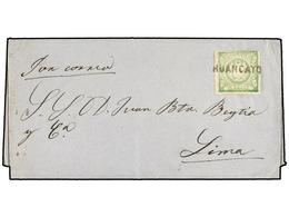 804 PERU. Sc.14. 1871. HUANCAYO A LIMA. <B>1 Dinero</B> Verde, Mat. Lineal <B>HUANCAYO</B>.<B> </B>MAGNÍFICA. - Other & Unclassified