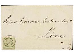 808 PERU. Sc.14. 1873. CHALA A LIMA. <B>1 Dinero</B> Verde, Mat. Circular<B> CHALA.</B> MAGNÍFICO. - Sonstige & Ohne Zuordnung