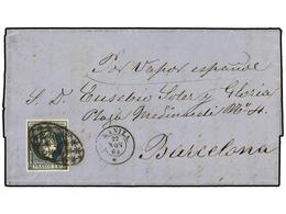 814 FILIPINAS. Ed.14. 1863. MANILA A BARCELONA.<B> 2 Reales</B> Azul, Mat.<B> PARRILLA COLONIAL</B> Y Fechador <B>MANILA - Other & Unclassified