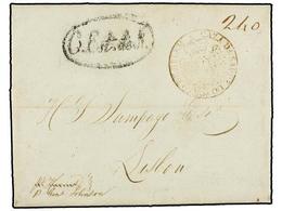 823 PORTUGAL. 1818. BALTIMORE (U.S.A.) A LISBOA. Marca Circular <B>CAZA DA SAUDE DO PORTO DE BELEM</B> En Tinta Sepia. ( - Other & Unclassified