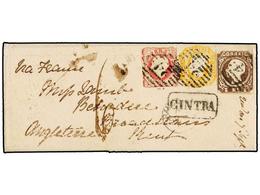 827 PORTUGAL. Ed.14, 15, 16. 1865. CINTRA A GRAN BRETAÑA. <B>5 Reis</B> Castaño, <B>10 Reis</B> Amarillo Y <B>25 Reis</B - Autres & Non Classés