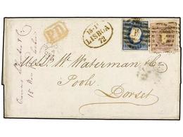 831 PORTUGAL. Sc.31, 46. 1872 (Nov. 15). Cover From LISBON To POOLE (UK) Franked By Mixed Issue Usage Of 1867-70 <B>100r - Other & Unclassified