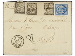 842 GUINEA PORTUGUESA. 1890. GUINEA PORTUGUESA A FRANCIA. <B>50 Reis</B> Azul (no Matasellado), Circulada Por Buque Fran - Other & Unclassified