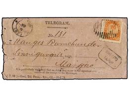 845 INDIA PORTUGUESA. Af.9. 1871. PANGIM A MARGAO. Sobre De TELEGRAMA Con Sello De <B>20 Reis</B> Rojo, Mat. óvalo De Ba - Other & Unclassified