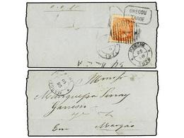 849 INDIA PORTUGUESA. Af.17. 1874. PANGIM A MARGAO. <B>20 Reis</B>, Mat. óvalo <B>'1'</B>, Marca <B>CHEGOU/TARDE</B> Y T - Autres & Non Classés