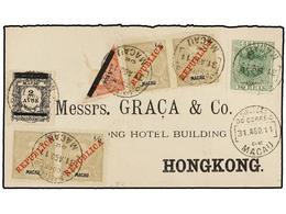 863 MACAO. 1911. MACAO A HONG KONG. Precioso Franqueo Combinado Con Sello De 'Coronas' De <B>6 Avos. S. 10 Avos.</B> Al  - Andere & Zonder Classificatie