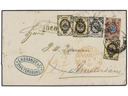 875 RUSIA. 1869. S. PETERSBOURG To HOLLAND. <B>1 K.</B> (3), <B>5 K. </B>and <B>10 K.</B> Charged '12 3/4' On Arrival. - Other & Unclassified