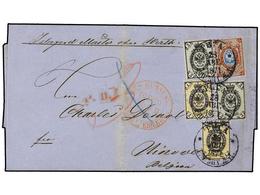 876 RUSIA. 1871. RIGA To NINOVE (Belgium). <B>1 K.</B> (2), <B>3 K.</B> (2) And <B>10 K.</B> - Altri & Non Classificati