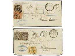 882 SUIZA. 1863. Pair Of Covers From SWITZERLAND Showing Single And Double Tariff, Both From Roggwyl With Sitting Helvet - Andere & Zonder Classificatie