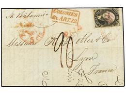 889 ESTADOS UNIDOS. 1843 (Nov 30). Entire Letter From NEW YORK 'per Britannia' To LYON (France) Franked By Fine Postmast - Andere & Zonder Classificatie