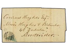 897 URUGUAY. Sc.36. 1874 (5 Junio). LA PAZ A MONTEVIDEO. <B>10 Cts.</B> Bisectado Para Ser Usado Como <B>4 Cts.</B> Mat. - Other & Unclassified