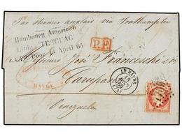 899 VENEZUELA. 1866. LE HAVRE To CARUPANO. Entire Franked With <B>80 Cts.</B> Rose (corner Fault) Tied By <B>'1769'. </B - Autres & Non Classés