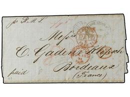 900 VENEZUELA. 1871. Entire Letter Sent Stampless To BORDEAUX Endorsed Per 'RMS' With Fine Strike In Black Of British <B - Altri & Non Classificati