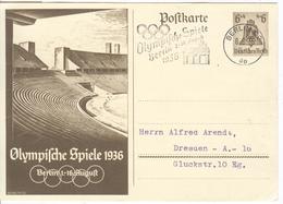GERMANY Olympic Stationery With Olympic Single Ring Machine Cancel Berlin C 2 Dp - Summer 1936: Berlin