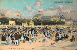 CPA. - Peintre & Illustrateur LOIR LUIGI - Les Plages De France - ROYAN - Publicite Biscuits Pernot - TBE - Loir