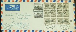 O) 1957 SOUTH AFRICA, AIRMAIL, MERINO RAM AND SHEEP SCOTT A99 4 1/2 P. - LEOPARD SCOTT A103 1 1/2 P, MULTIPLE COVER TO O - Posta Aerea