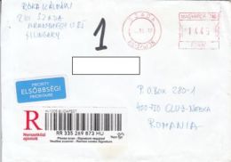 71063- SZADA, AMOUNT 1445, RED MACHINE STAMPS ON REGISTERED COVER, 2017, HUNGARY - Briefe U. Dokumente