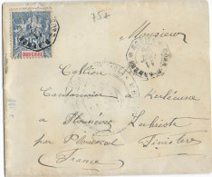 1896 - INDOCHINE - MARQUE MARITIME De CORPS D'ARMEES SAÏGON Sur ENVELOPPE => FINISTERE - NAVAL - Army Postmarks (before 1900)