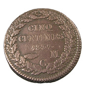 5 Centimes - Monaco - Honoré V - 1837 - Cuivre - TB+ - - 1819-1922 Honoré V, Charles III, Albert I