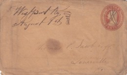 Sc#U10 3-cent Washington Postal Stationery C1850s Cover, Westport KY To Louisville KY, Pen Cancel - ...-1900