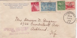 Special Delivery + Air Mail 1949 Cover, Lexington KY To Ashland KY, Sc#E17, #C33, Multiple Rates - Expres & Aangetekend