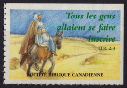 CANADA Bible Society / Christianity - Charity Stamp / Label / Cinderella / Vignette  - Used - Mary Joseph Donkey - Burros Y Asnos