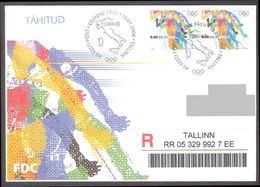 Olympic Estonia 2006 2 Stamps FDC MI 540 Winter Olympic REGISTERED - Winter 2006: Torino