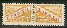 1946 San Marino Saint Marin PACCHI POSTALI Complementari 50 Lire Giallo E Rosso N°32 MNH** - Parcel Post Stamps