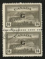 Canada 1950 14 Cent Hydroelectric Dam  Issue #O22  Pair - Overprinted