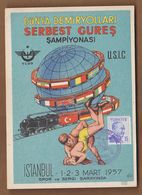 AC TURKEY MAXIMUM CARD - WORLD RAILWAYS FREESTYLE WRESTLING CHAMPIONSHIP USIC ISTANBUL 02.06.1957 - Maximum Cards