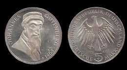 500éme ANNIVERSAIRE DE LA MORT DE Johannes GUTENBERG . 5 MARK 1968 G . - 5 Mark