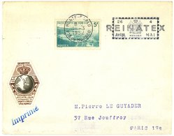 MONTE CARLO PR... DE  MONACO 1952 : REINATEX - Lettres & Documents