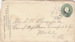 Sc#U82(?) 3-cent Washington Dark Green(?), St. Louis MO To Mobile AL C1870s Cover - ...-1900