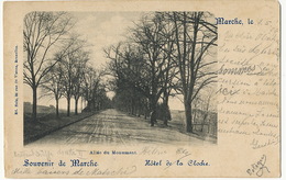 Souvenir De Marche Hotel De La Cloche  Allée Du Monument  Edit Nels Precurseur Timbrée 1899 Vers Auvers - Marche-en-Famenne