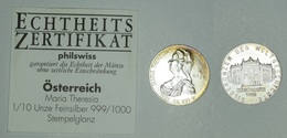 Autriche Austria Österreich 1993 " Maria Theresia / Burgtheater " SILVER Argent Commemorative Medallion With Certificate - Austria