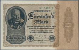 Deutschland - Deutsches Reich Bis 1945: 1000 Mark 1922, Firmendruck FZ: C, Kassenfrisch - Otros & Sin Clasificación