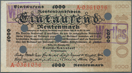 Deutschland - Deutsches Reich Bis 1945: 1000 Rentenmark 1923, Ro.161 Mit Mehreren Entwertungslöchern - Autres & Non Classés