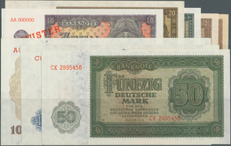 Deutschland - DDR: Set Mit 8 Banknoten Der Ausgaben 1948 Und 1954, Dabei 2 X 2 Mark, 10, 20, 50 Und - Andere & Zonder Classificatie