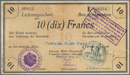 Deutschland - Nebengebiete Deutsches Reich: 10 Francs 1914/15 Militärgeld 1. Weltkrieg Besetzung Fra - Autres & Non Classés