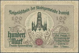 Deutschland - Nebengebiete Deutsches Reich: 100 Mark Danzig 1922, Ro.792, Gebraucht Mit Mehreren Kni - Other & Unclassified