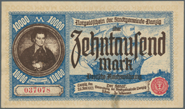 Deutschland - Nebengebiete Deutsches Reich: 10.000 Mark Danzig 1923, Ro.799, Sehr Saubere Gebrauchse - Autres & Non Classés