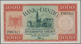 Deutschland - Nebengebiete Deutsches Reich: Danzig: 1000 Gulden 1924, Ro.837, Klebespuren Links Oben - Andere & Zonder Classificatie