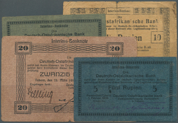 Deutschland - Kolonien: Set Of 4 Banknotes German East Africa, Containing 5 Rupees 1916, 5 Rupees 19 - Sonstige & Ohne Zuordnung