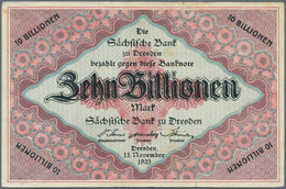 Deutschland - Länderscheine: Sächsische Bank 10 Billionen Mark 1923 Ro SAX25, Ungefaltet, Jedoch Meh - Other & Unclassified