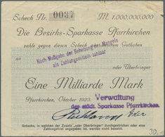 Deutschland - Notgeld - Bayern: Pfarrkirchen, Bezirkssparkasse, 1, 10, 50, 100, 500 Mrd. Mark, Oktob - Lokale Ausgaben
