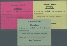 Deutschland - Notgeld - Elsass-Lothringen: Rufach, Oberelsass, Armenrat, 50 Pf., 1, 2 Mark, O. D., B - Other & Unclassified