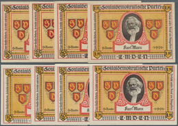 Deutschland - Notgeld - Niedersachsen: Emden, Sozialdemokratische Werbewoche, 10, 25, 50 Pf., 1 Mark - [11] Local Banknote Issues