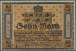 Deutschland - Notgeld - Niedersachsen: Herzogl-Braunschschw.Staatskassenschein 10 Mark 1918 Mit Perf - [11] Local Banknote Issues