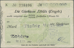 Deutschland - Notgeld - Sachsen: Zöblitz, Girokasse, 50 Mio. Mark, 18.8.1923, Nennwert Nicht Bei Kel - [11] Emissioni Locali